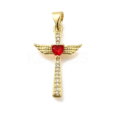 Brass Micro Pave Cubic Zirconia Pendants KK-Q066-40G-04-1
