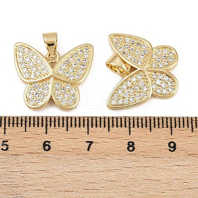 Brass Micro Pave Clear Cubic Zirconia Pendants KK-C109-01G-1