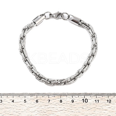 304 Stainless Steel Rope Chain Bracelets for Men Women BJEW-Q038-09P-1