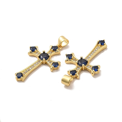 Rack Plating Brass Micro Pave Cubic Zirconia Pendants KK-K165-08G-1