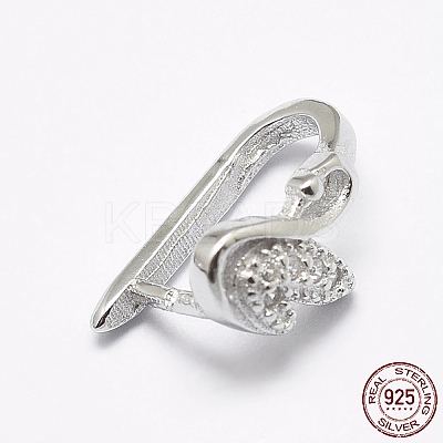 Anti-Tarnish Rhodium Plated 925 Sterling Silver Micro Pave Cubic Zirconia Pendant Bails X-STER-P034-25P-1