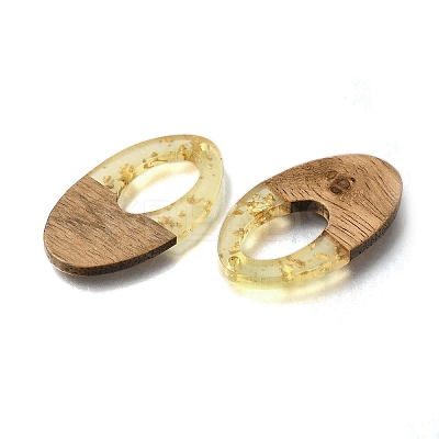 Transparent Resin & Walnut Wood Pendants RESI-XCP0002-21-1