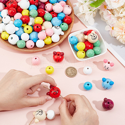 120pcs 12 Styles Natural Wooden European Beads WOOD-NB0002-78-1