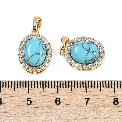 Synthetic Turquoise(Dyed) Oval Pendants KK-U043-47G-E-1