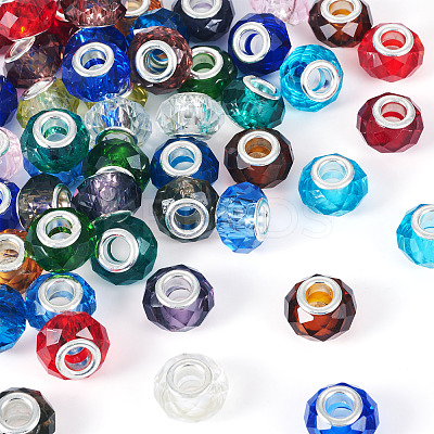 68Pcs 17 Colors Transparent Glass European Beads GPDL-SW0001-02-1