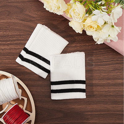 Stripe Pattern Cotton Tubular Knit Rib Cuff AJEW-WH0348-200A-1