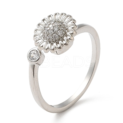 Rotatable Cat Eye Open Ring with Cubic Zirconia RJEW-Q776-01G-02-1