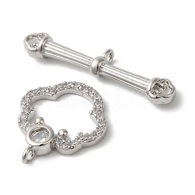 Brass Micro Pave Clear Cubic Zirconia Toggle Clasps KK-N254-76P-1