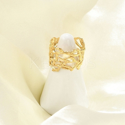 304 Stainless Steel Hollow Wide Cuff Rings for Women LS-RJEW-G338-24G-1