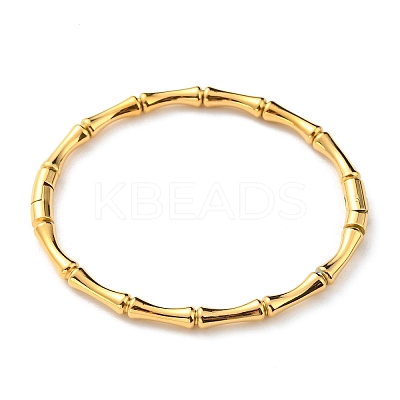 Ion Plating(IP) 304 Stainless Steel Bamboo Hinged Bangle for Women LS-BJEW-D055-04G-1