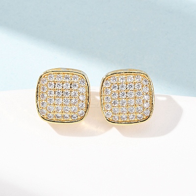 Brass Micro Pave Cubic Zirconia Stud Earrings EJEW-F418-01G-03-1