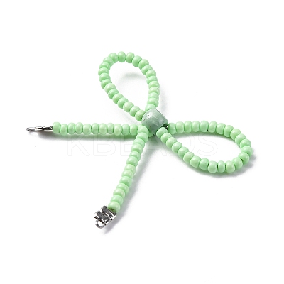 Alloy & Glass Seed Beads Bowknot Chandelier Component Links PALLOY-D359-03F-1