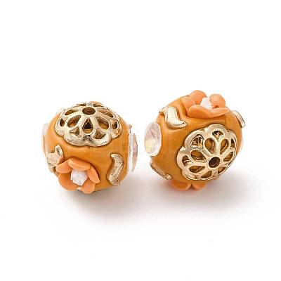 Handmade Resin Indonesia Round Beads IPDL-P005-23KCG-01-1