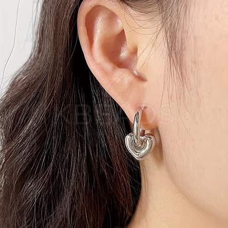 304 Stainless Steel Huggie Hoop Earrings for Women EJEW-F420-01P-1