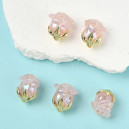 5Pcs UV Plating Transparent Acrylic Beads MACR-YW0004-28K-1