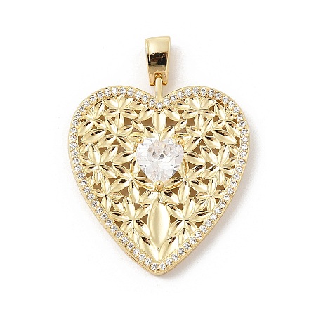 Brass Micro Pave Cubic Zirconia Pendants KK-U047-15G-1