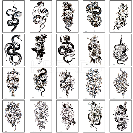 20Pcs 20 Styles Removable Temporary Water Proof Tattoos Paper Stickers DIY-CP0012-48C-1