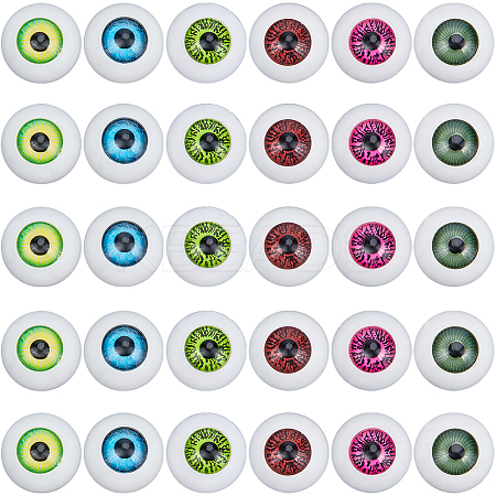36pcs 6 colors Half Round Acrylic Craft Eyes KY-GF0001-45-1