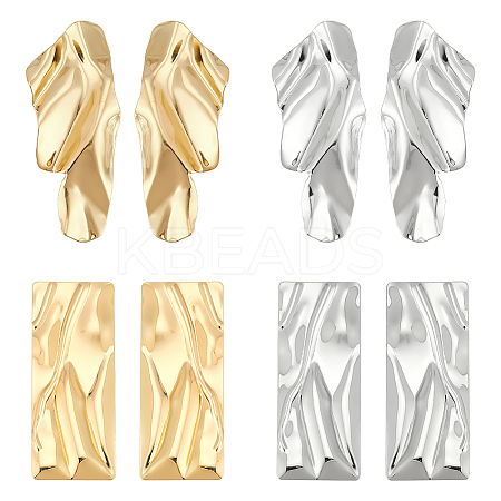4 Pairs 4 Styles Alloy Stud Earrings with 304 Stainless Steel Pins EJEW-AN0004-61-1
