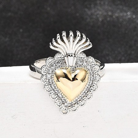 Gothic Style Brass Micro Pave Clear Cubic Zirconia Cuff Rings for Women RJEW-U051-02F-GP-1