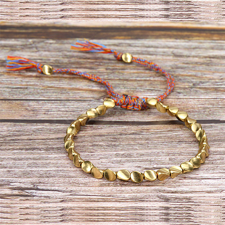 Minimalist Brass Twist Bead Braided Bead Bracelets FS-WG305E2-02-1