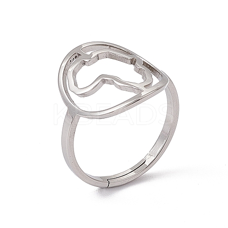 Non-Tarnish 201 Stainless Steel Hollow Out Africa Map Adjustable Ring for Women RJEW-C045-04P-1