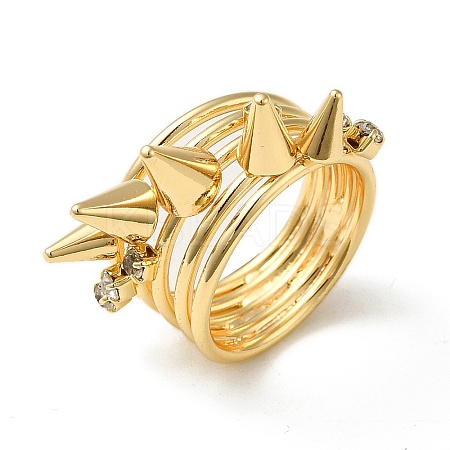 Spike Brass Finger Rings RJEW-C037-01G-1
