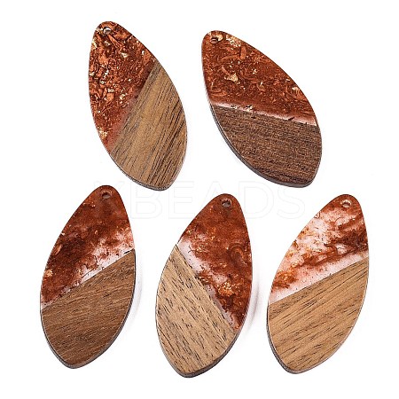 Transparent Resin and Walnut Wood Pendants RESI-T057-05C-1