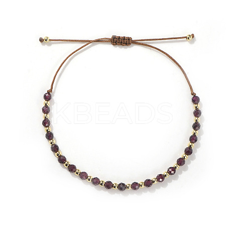 Natural Garnet Round Beaded Braided Bracelets for Women TK4994-2-1