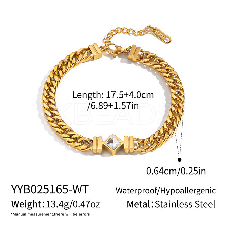Vintage Rhombus Cubic Zirconia Link Bracelets LS-NQ3900-2-1