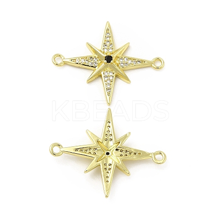 Brass Micro Pave Clear & Black Cubic Zirconia Connector Charms KK-E068-VB040-1
