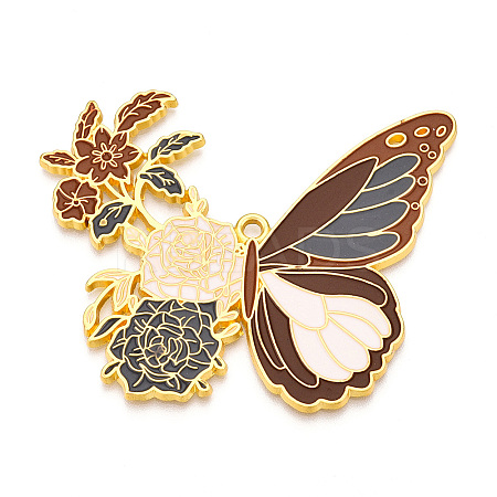 Rack Plating Alloy Enamel Big Pendants ENAM-N056-399B-G-1