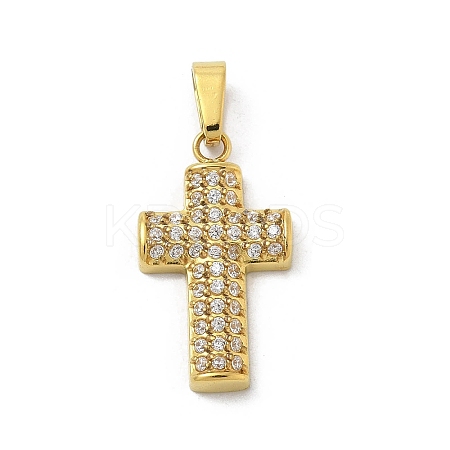 Ion Plating(IP) 304 Stainless Steel Micro Pave Cubic Zirconia Pendants STAS-Z107-08G-16-1