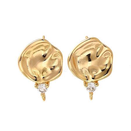 Brass Micro Pave Cubic Zirconia Stud Earring Findings KK-Z092-06G-1