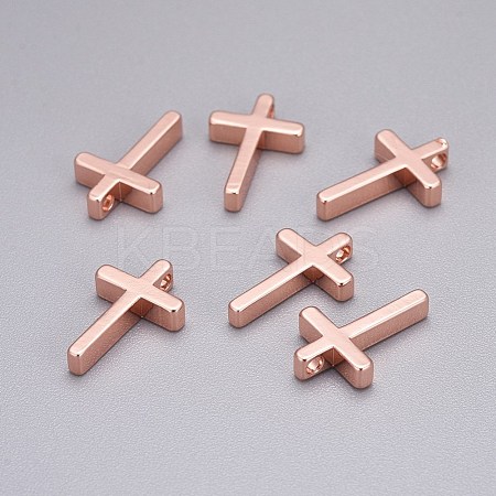 Brass Tiny Cross Charms X-KK-L189-05RG-1