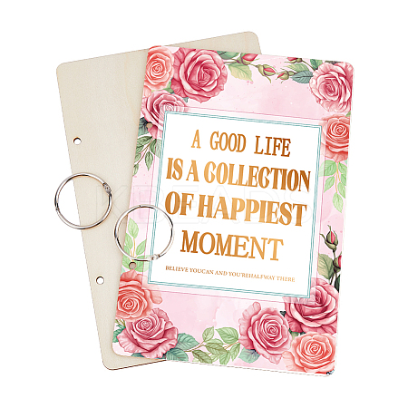 Wooden 2-Ring Loose Leaf Binder Postcard Phote Album Cover DIY-WH0547-048-1