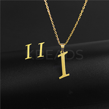 Golden Stainless Steel Initial Letter Jewelry Set IT6493-6-1
