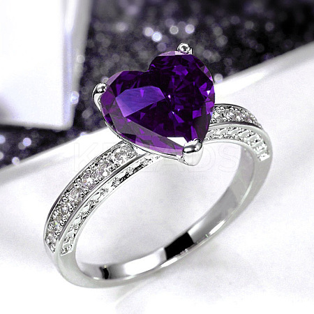 Brass Micro Pave Cubic Zirconia Finger Rings for Women FS-WGC99AF-26-1
