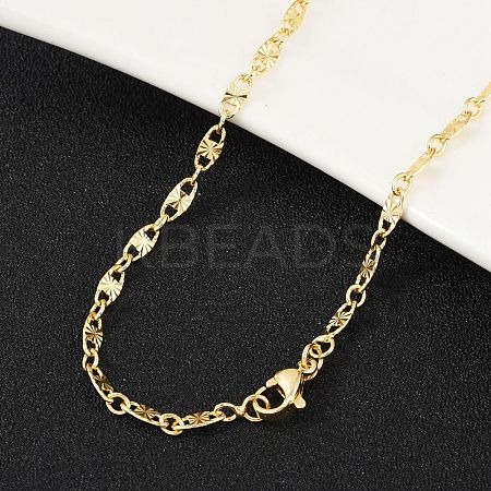 Brass Oval Link Chains Necklace for Women X-NJEW-P265-25G-1