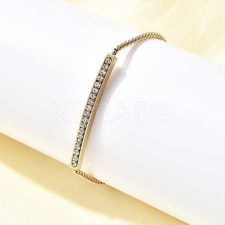 304 Stainless Steel Rhinestone Link Bracelets BJEW-P369-01G-1