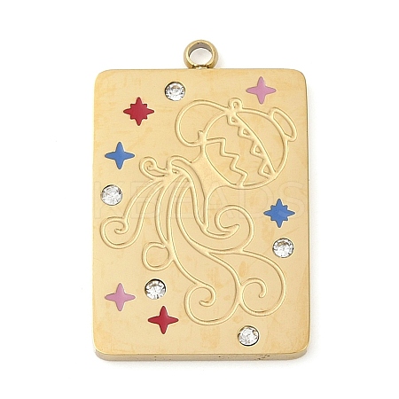 304 Stainless Steel Rhinestones Pendants STAS-D306-01G-K-1
