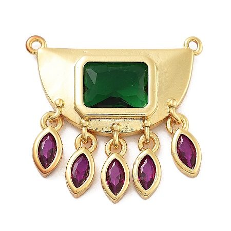 Rack Plating Brass Micro Pave Cubic Zirconia & Glass Pendants  KK-Z071-66G-02-1