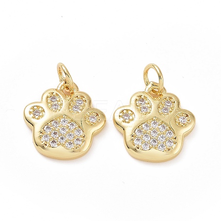 Brass Cubic Zirconia Charms ZIRC-I062-34G-1