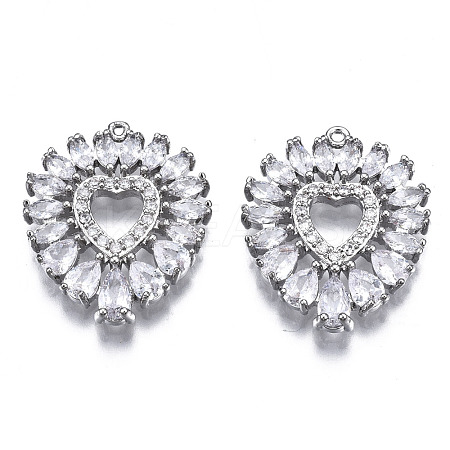 Brass Micro Pave Clear Cubic Zirconia Pendants ZIRC-S069-032P-1