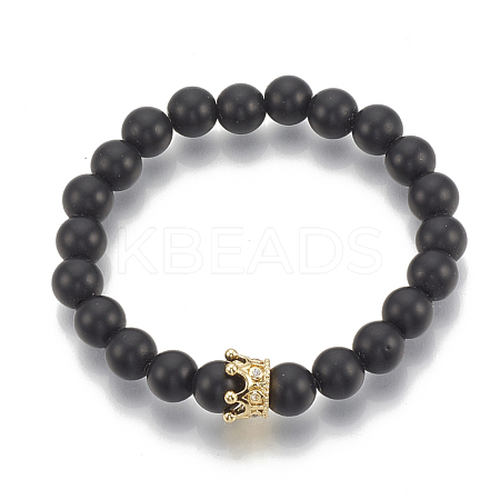 Synthetic Lava Rock Stretch Bracelets ZIRC-T006-24G-02-1