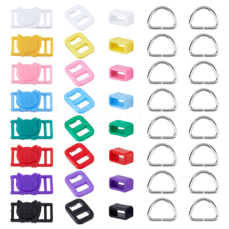 64Pcs 25 Style Rectangle Shape Plastic Buckle Clasps FIND-DC0004-63-1