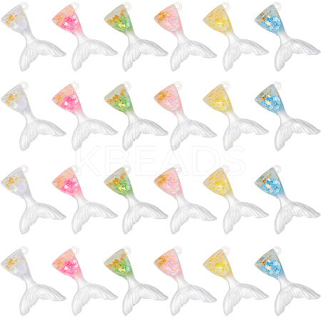 24Pcs 6 Colors Luminous Transparent Resin Pendants RESI-SP0001-01-1