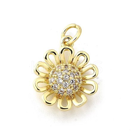 Brass Micro Pave Clear Cubic Zirconia Pendants KK-F899-05A-G-1