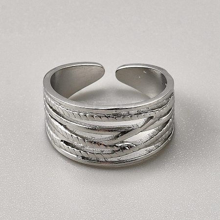 304 Stainless Steel Adjustable Cuff Rings for Women RJEW-WH0002-41E-P-1