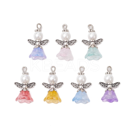 Glass Pearl Pendants PALLOY-JF03655-02-1